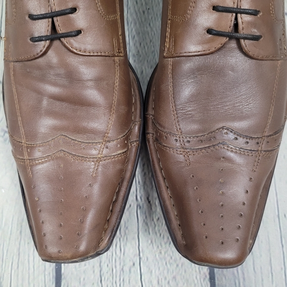 AM SHOE COMPANY | leather lace-up square/snip toe oxford derby shoes - Picture 5 of 13